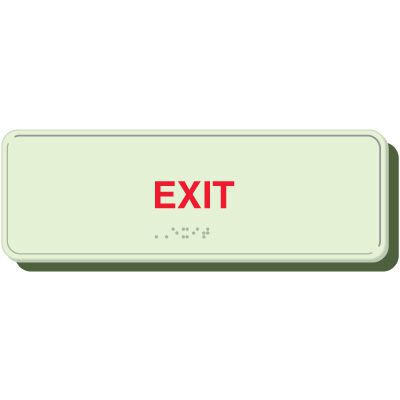 Exit - ADA Braille Glow In The Dark Interior Sign