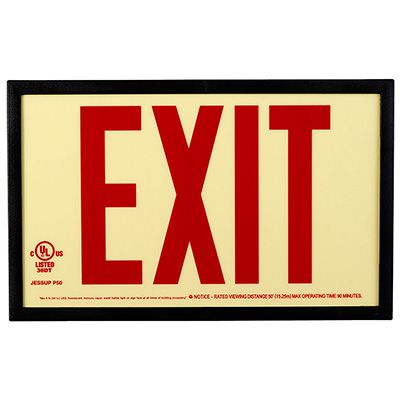 Jessup Glo Brite Photoluminescent UL924 Exit Sign P50 with Plastic Frame