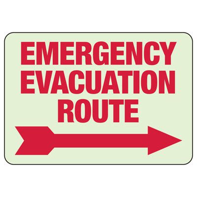 Glow In The Dark Emergency Evacuation Route Sign (Arrow Right)