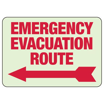 Glow In The Dark Emergency Evacuation Route Sign (Left Right)