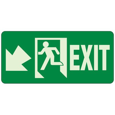 Glow In The Dark Exit Egress Sign (Exit Down)