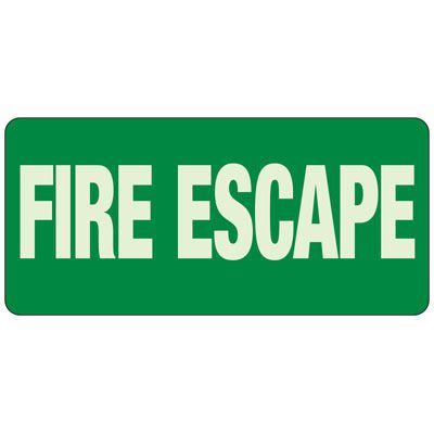 Glow In The Dark Fire Escape Sign