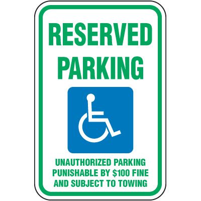 Reserved Parking Sign - Punishable By Fine