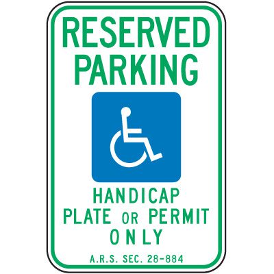 Arizona Handicap Parking Signs - Reserved Parking
