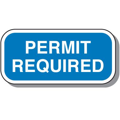 Permit Required Parking Sign - White on Blue