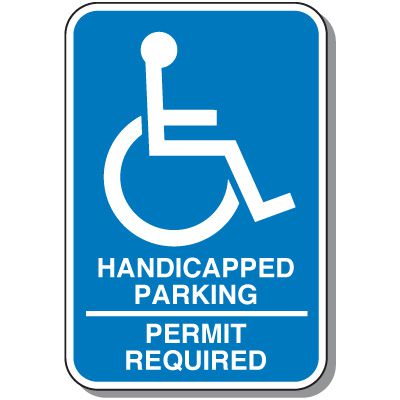 Handicapped Parking Permit Required Sign with Symbol