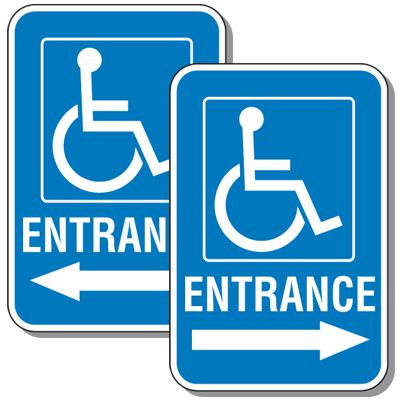 Handicap Entrance Sign With Arrow