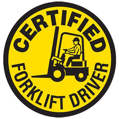 Hard Hat Decals On A Roll - Certified Forklift Driver