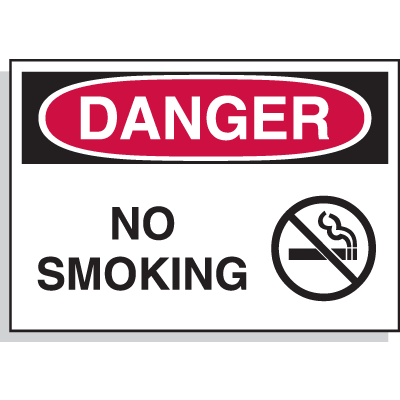 Hazard Warning Labels - Danger No Smoking (With Graphic)