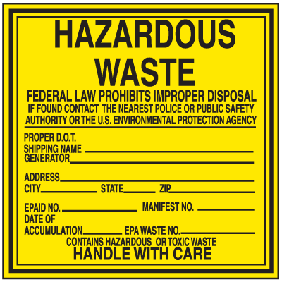 Hazardous Waste Labels - Hazardous Waste