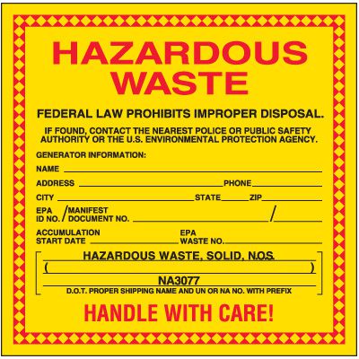 Hazardous Solid Waste Labels