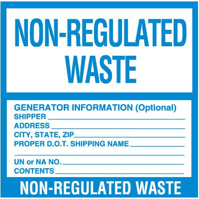 Non-Regulated Waste Labels