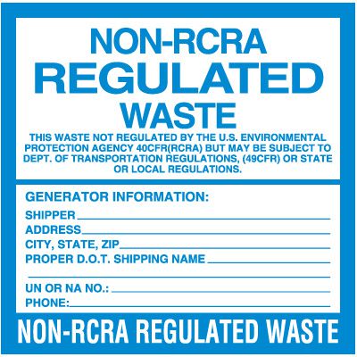 Non-RCRA Regulated Waste Labels