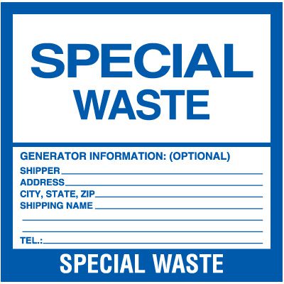 Special Hazardous Waste Labels