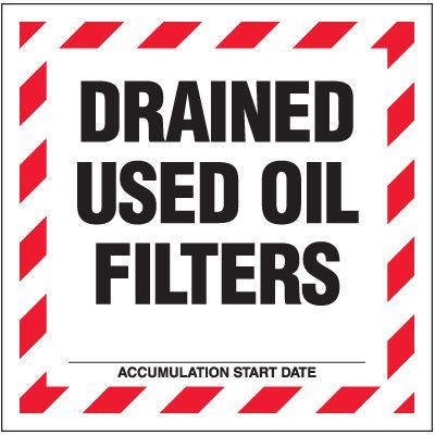 Hazardous Waste Labels - Drained Used Oil