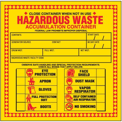 Hazardous Waste Labels - Accumulation Container