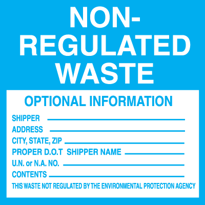 Hazardous Waste Labels - Non-Regulated Waste
