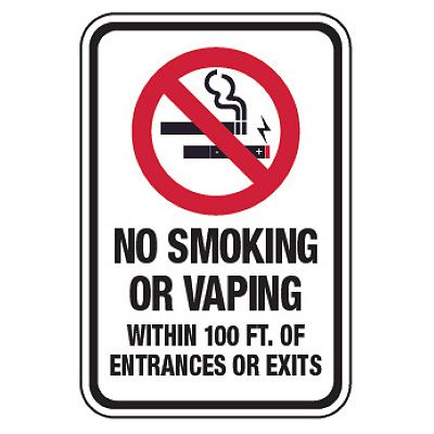 No Smoking or Vaping Within 100 Feet of Entrances/Exits Sign