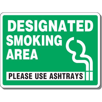 Designated Smoking Area Black/White on Green Sign
