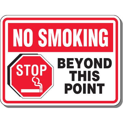 No Smoking Beyond This Point Sign with Stop symbol