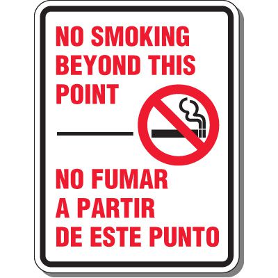 Bilingual No Smoking Beyond This Point Signs