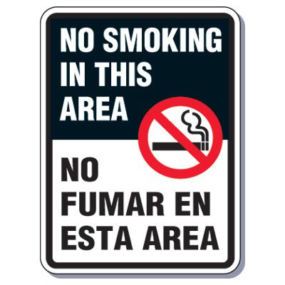 Bilingual No Smoking Signs - No Smoking In This Area