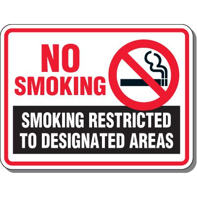 No Smoking Signs - Restricted To designate Areas