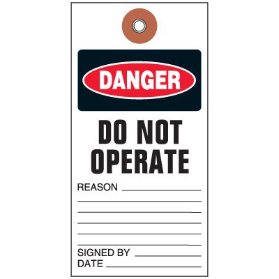 Tyvek® Danger Do Not Operate Tag