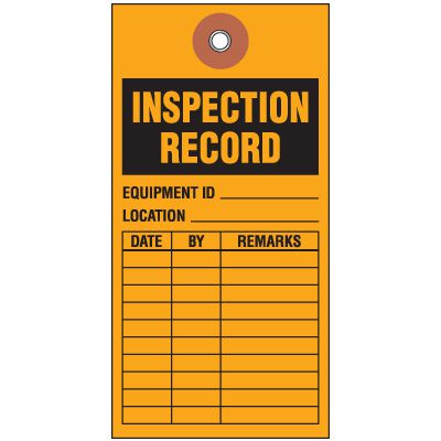 Inspection Record Tyvek Tag