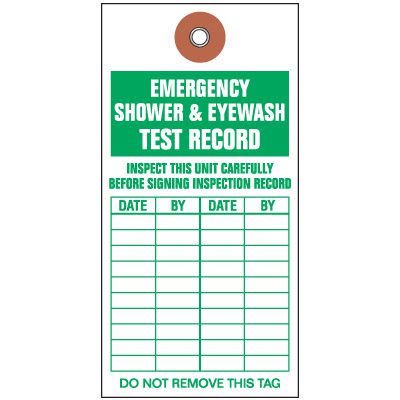 Tyvek Emergency Shower & Eye Wash Test Record Tag