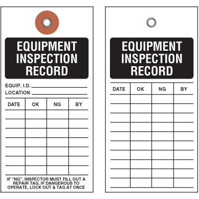 Tyvek Equipment Inspection Record Tag
