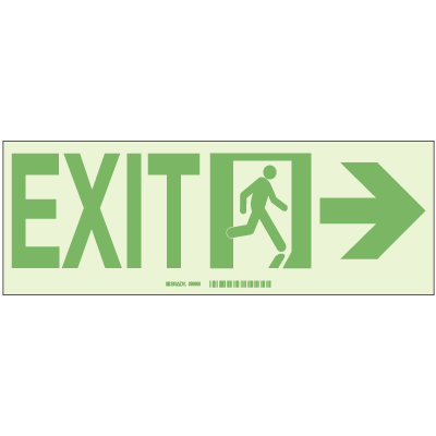 Hi-Intensity Photoluminescent Exit with Right Arrow Sign
