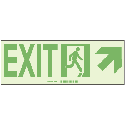 Brady® Hi-Intensity Photoluminescent Signs - Exit with Right Upper Arrow