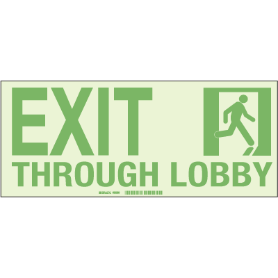 Exit Through Lobby - Hi-Intensity Photolum Door Signs - NY Approved (10Pk)