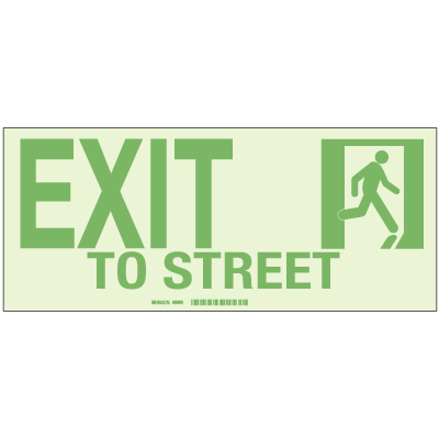 Exit To Street - Hi-Intensity Photolum Door Signs - NY Approved (10Pk)