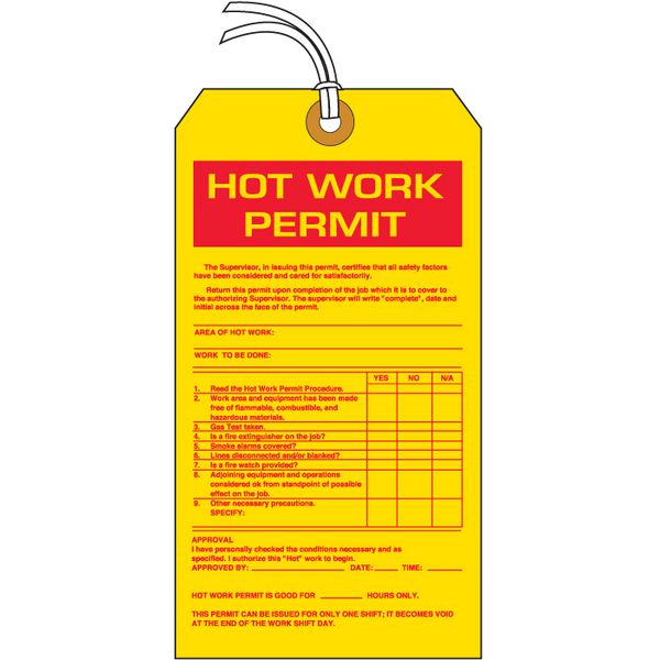 Hot Work Permit Tags