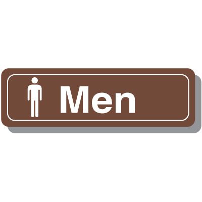 Men's Restroom Slim Sign - White on Brown