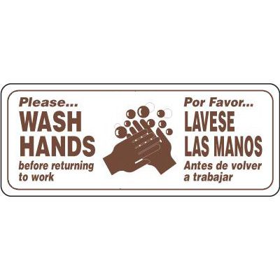 Please Wash Hands Before Returning To Work Bilingual Sign