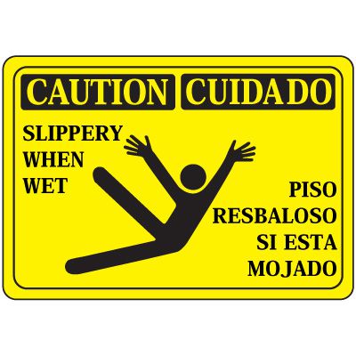 Bilingual Slippery When Wet Signs