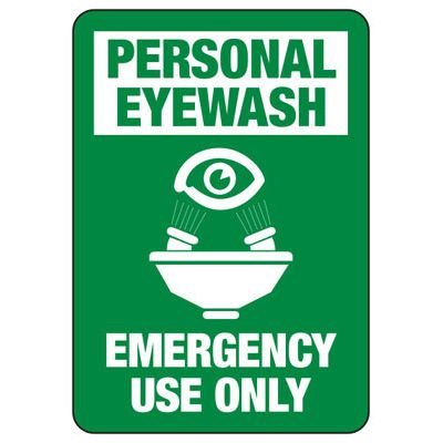 Personal Eyewash Emergency Use Only Sign