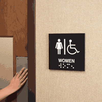 Injection Molded Braille Restroom Signs - Women