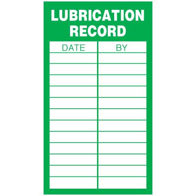 Inspection Record Labels - Lubrication Record