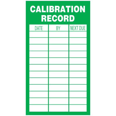 Inspection Record Labels - Calibration Record