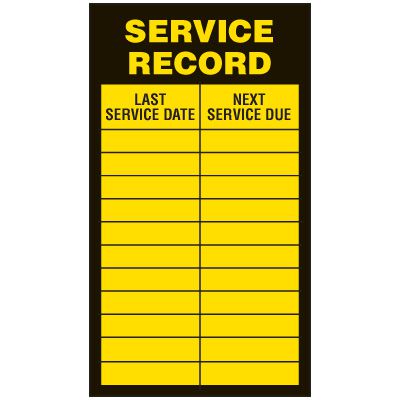 Inspection Record Labels - Service Record