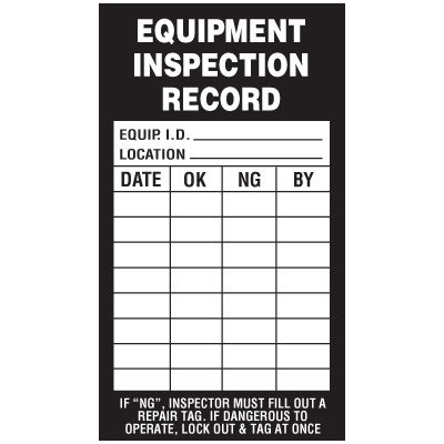 Inspection Record Labels - Equipment Inspection Record