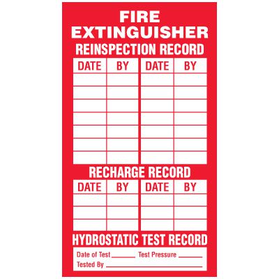 Inspection Record Labels - Fire Extinguisher Reinspection Record