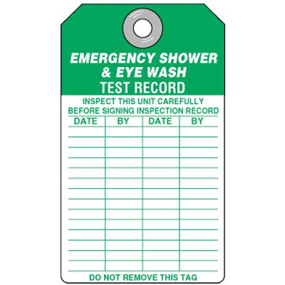 Emergency Shower & Eye Wash Inspection Tag