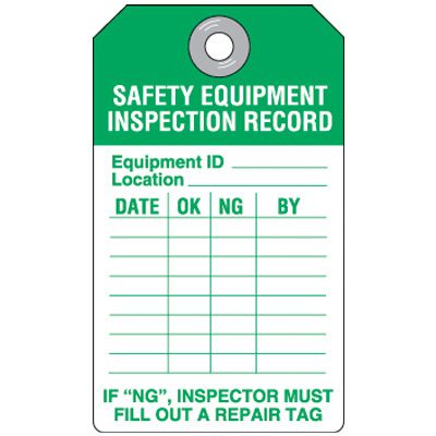 Safety Equipment Inspection Tag