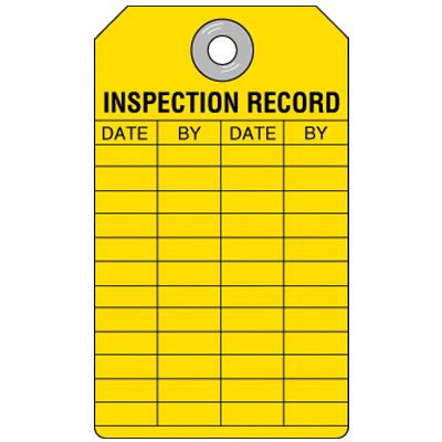 Yellow Inspection Record Tag