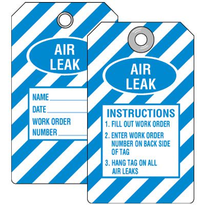 Heavy-Duty Plastic Air Leak Instructions Tag